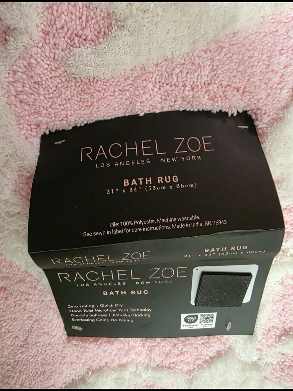♥️New! Rachel Zoe Pink Bow Bath Rug 21x34 Coquette Pastel Aesthetic Plush Mat.